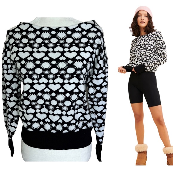 Anthropologie Maeve Boat Neck Heart Sweater Size XS NWT - Picture 1 of 17